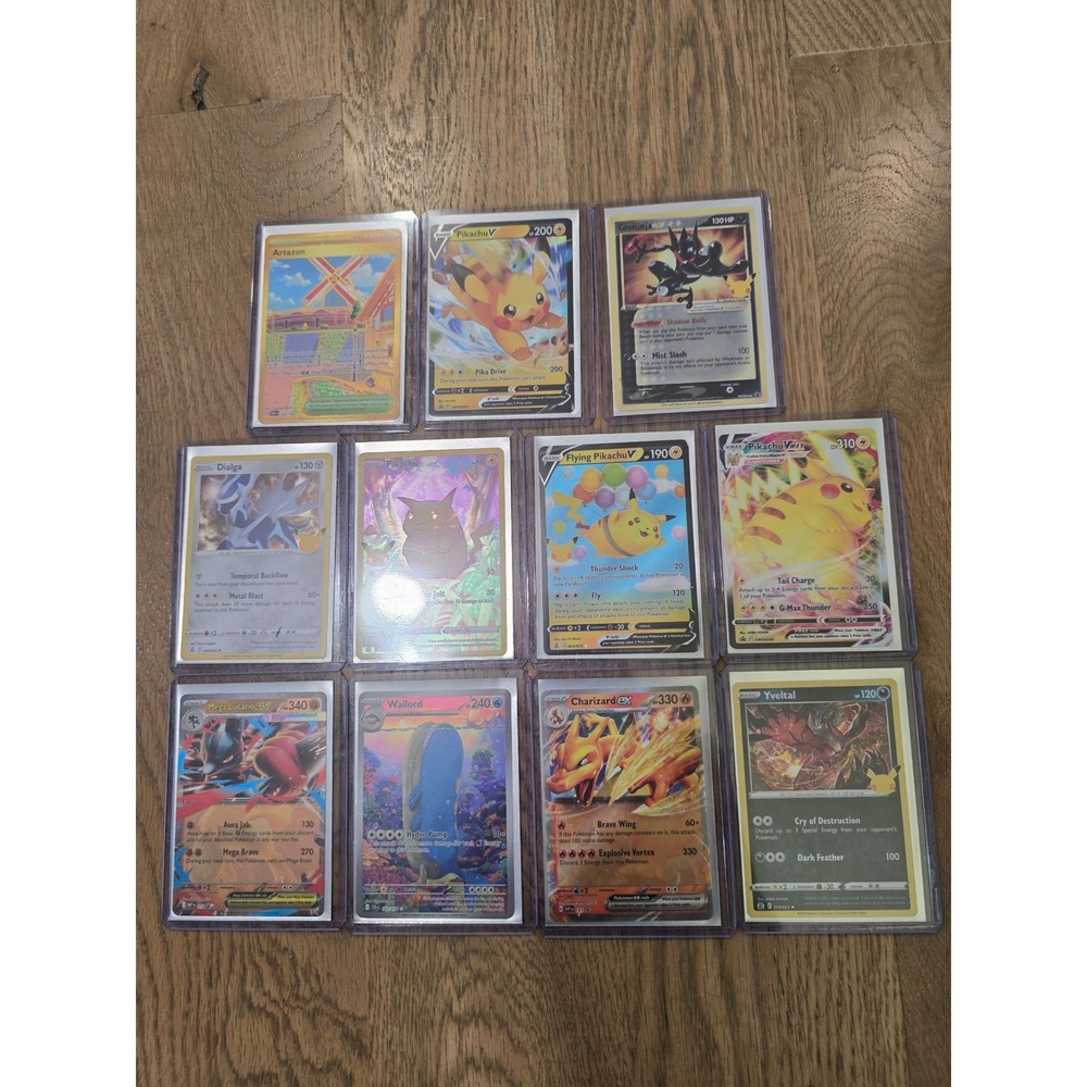 Pokemon TCG Card Lot Charizard ex Flying Pikachu V Greninja Star 11 Card Bundle